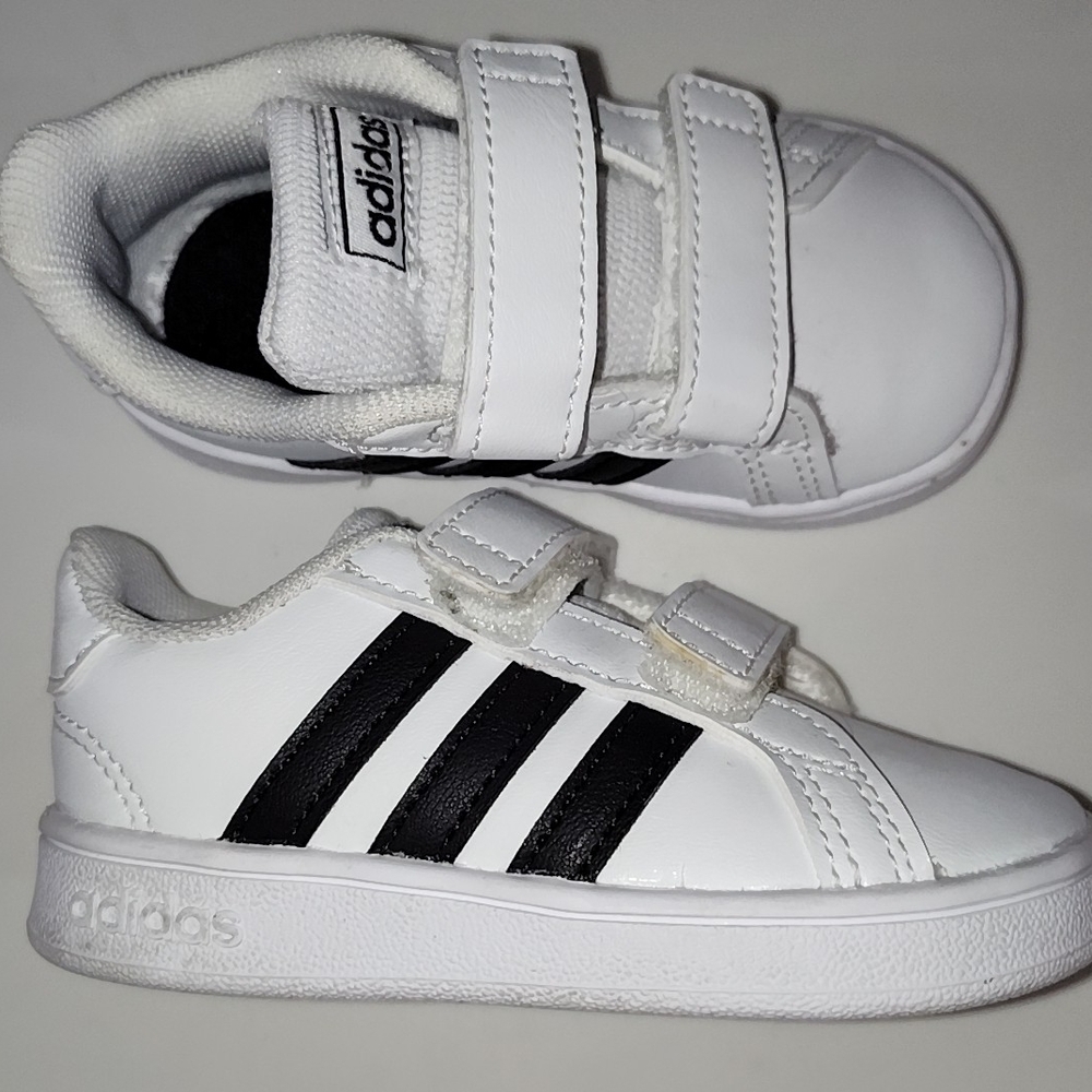 Adidas Kids White and Black Sneakers